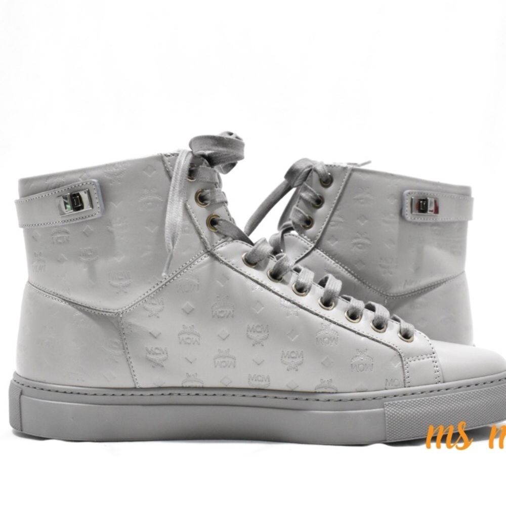 NIB MCM Leather High Top Sneakers sz EU43 US10 - Picture 3 of 8